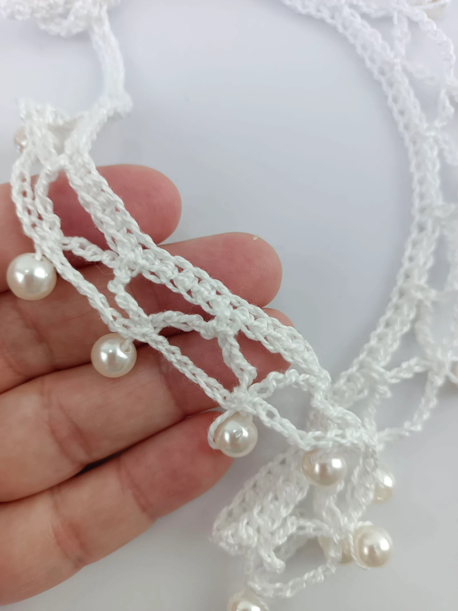 Colar gargantilha branco com pérolas – photo 5